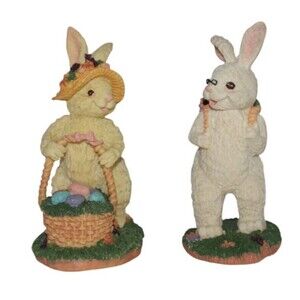 Vtg. Three Hands Corp Easter Collection Resin Easter Bunny Rabbits